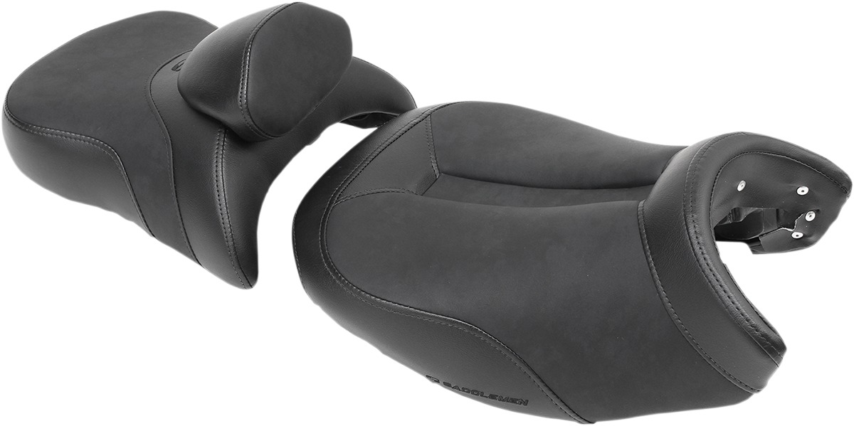 Adventure Track Stitched 2-Up Seat Black w/Backrest - For R1200GS - Click Image to Close