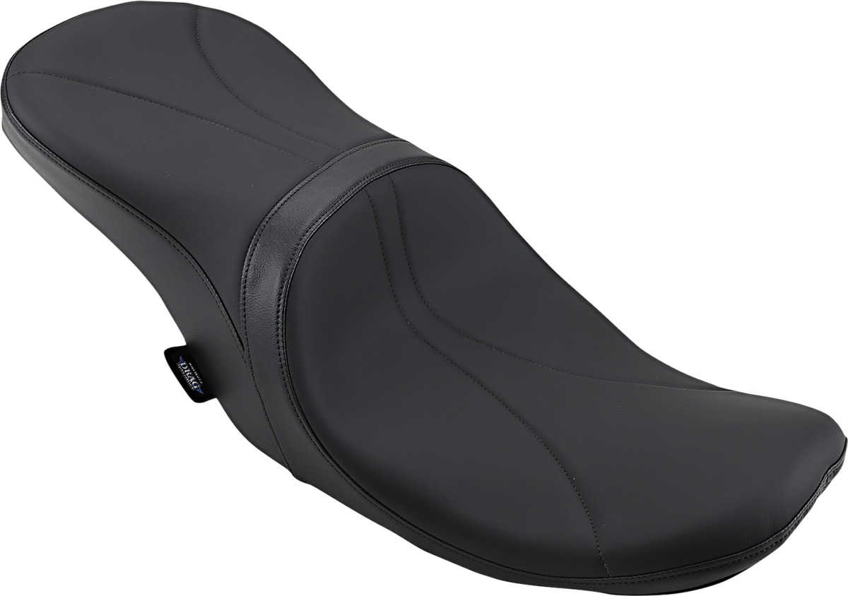 Low-Profile Stitched Leather 2-Up Seat - Harley FLH FLT w/Razorback - Click Image to Close