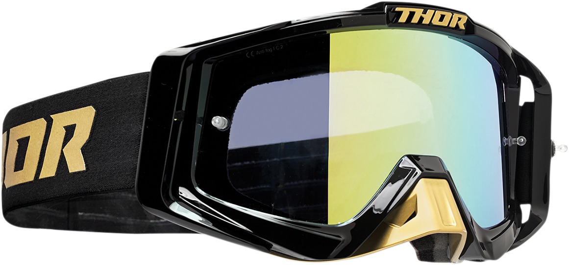 Sniper Pro Black / Gold Solid Goggles - Gold Dual Lens - Click Image to Close