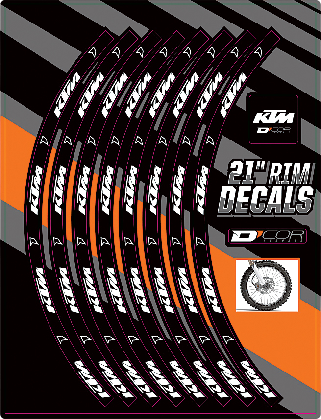 Rim Decals 21" KTM Logo Front - For 00-17 KTM 125-450 SX/F SXS/F - Click Image to Close