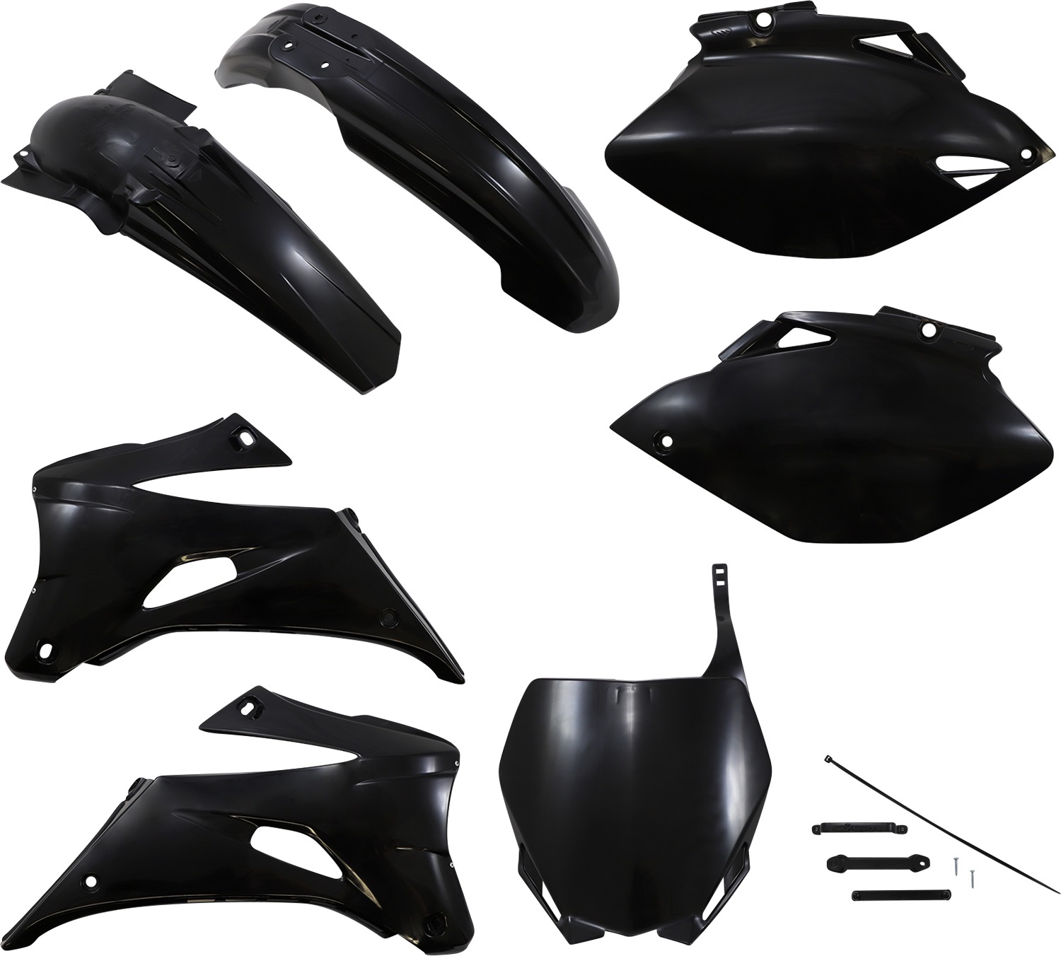 Powerflow Body Plastic Kit - Black - For 06-09 Yamaha YZ250F YZ450F - Click Image to Close