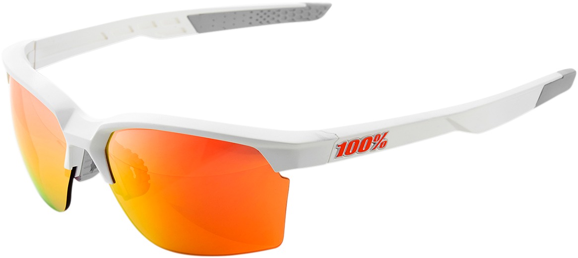 Sportcoupe Sunglasses White w/ Orange/Red Mirror Lens - Click Image to Close