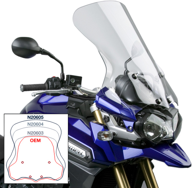 Clear 24" V-Stream Windscreen - For 12-17 Triumph Tiger 1215 - Click Image to Close