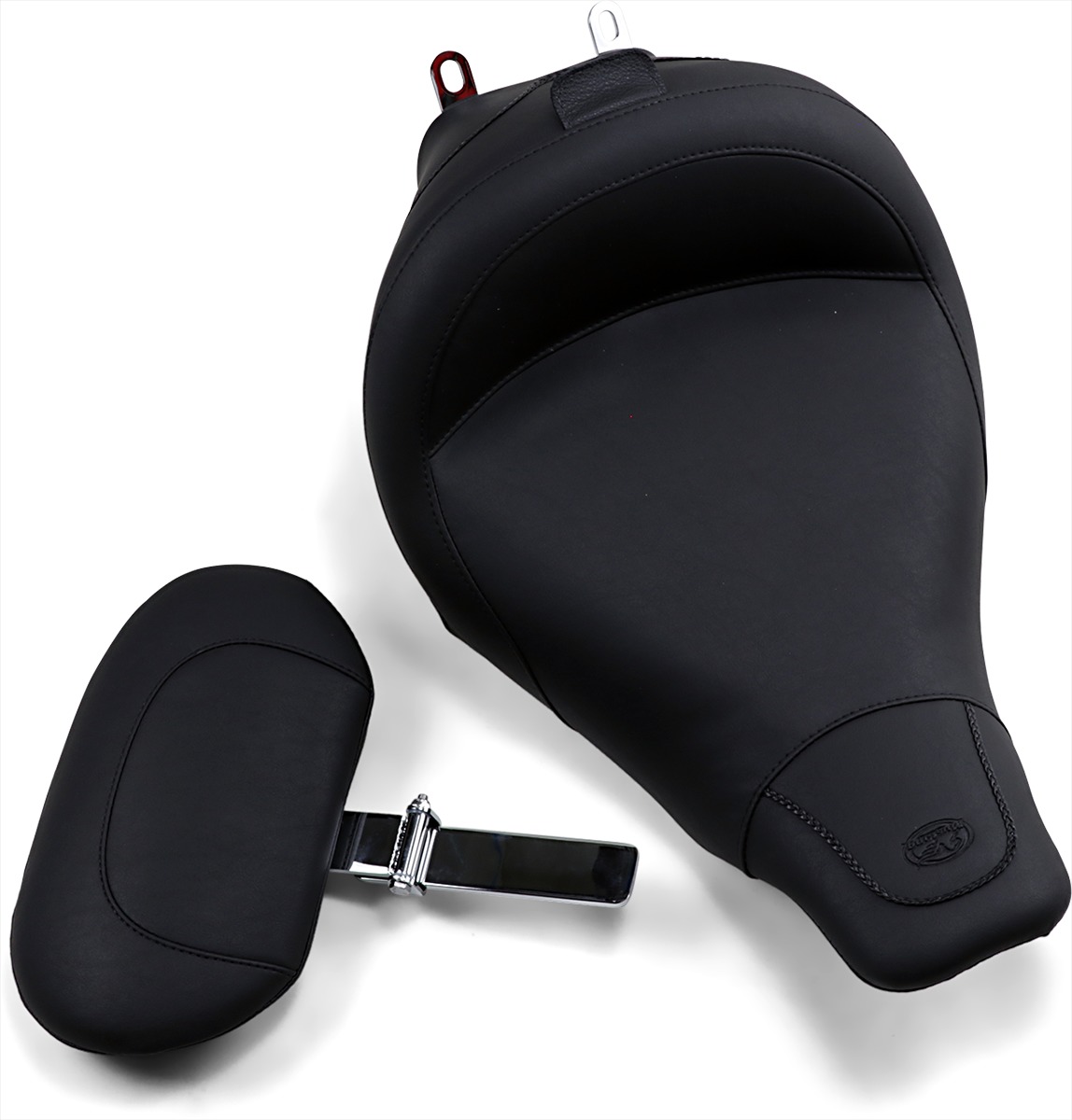 Wide Smooth Naugahyde Solo Seat w/Backrest - For 97-07 Harley FLHT FLTR - Click Image to Close