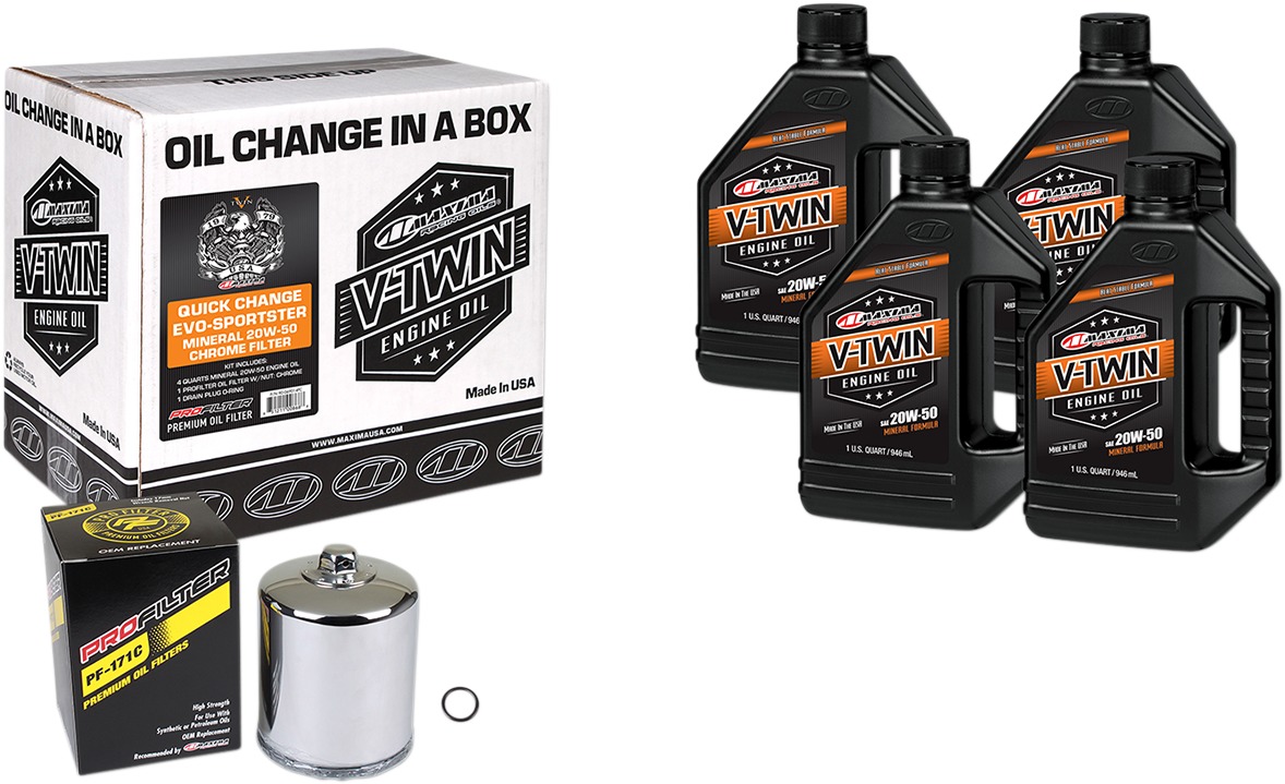 V-Twin Quick Change Kit Mineral w/ Chrome Filter Evo/Sportster - Click Image to Close