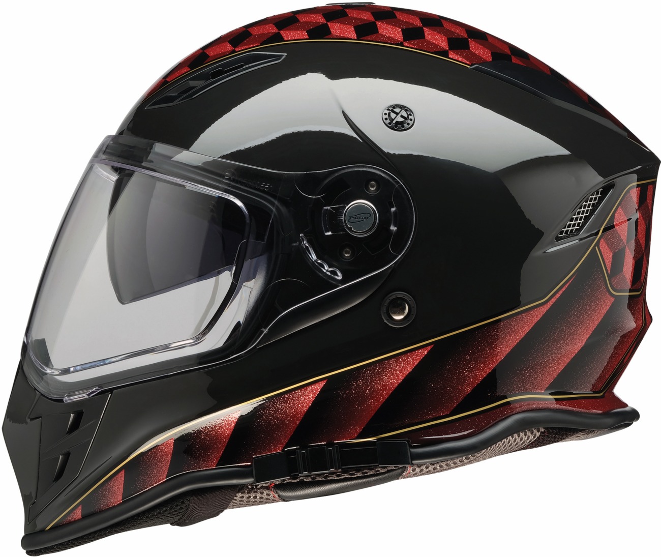 Z1R Nemesis Thunderbird Helmet 2XL Red/Black Gloss - Full-face helmet with drop-down sun visor - Click Image to Close