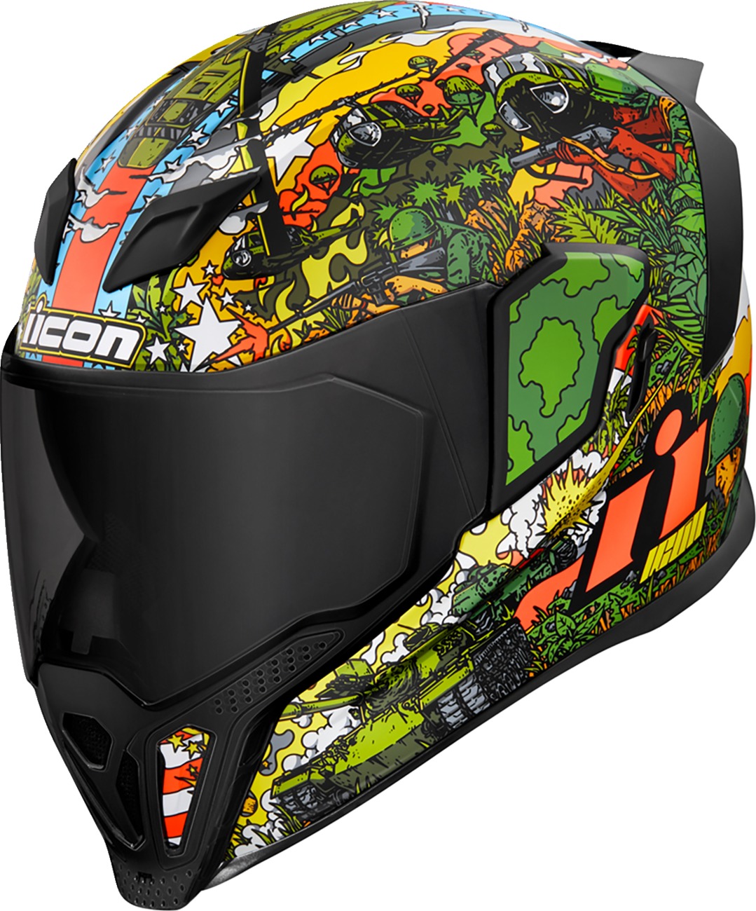 ICON Airflite GP23 Helmet - Large, Green - Full-face helmet with fog-free shield - Click Image to Close