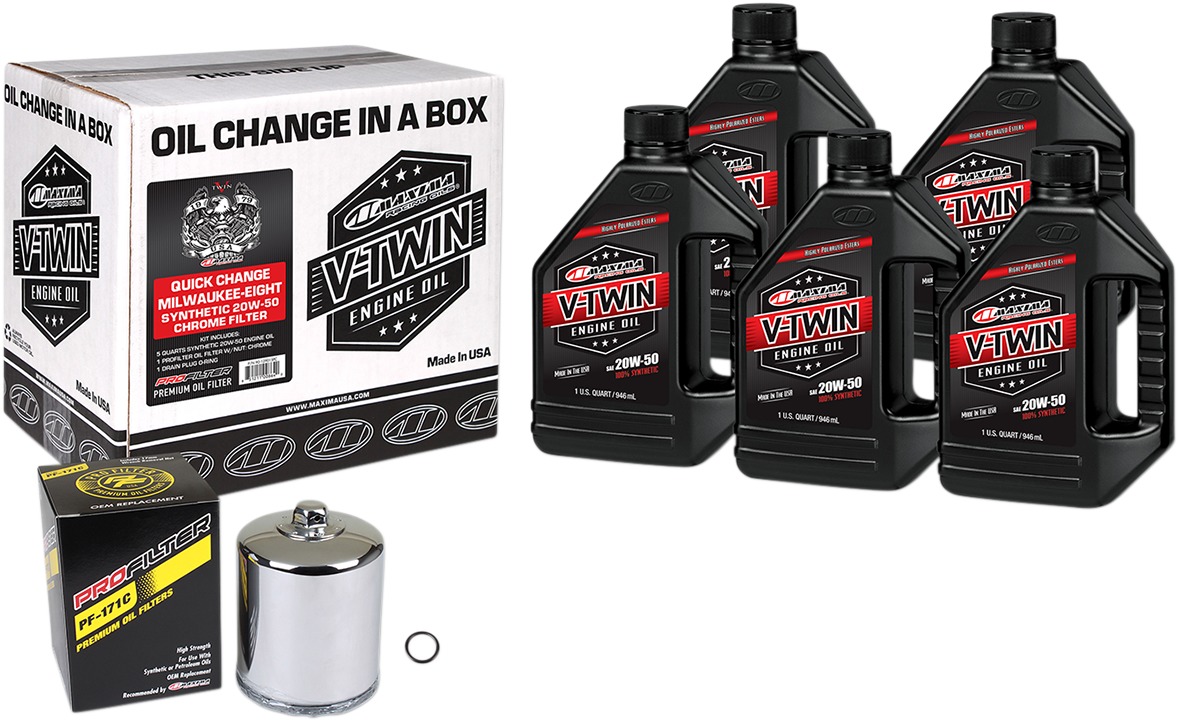 V-Twin Quick Change Kit Synthetic w/ Chrome Filter Milwaukee-Eight - Click Image to Close