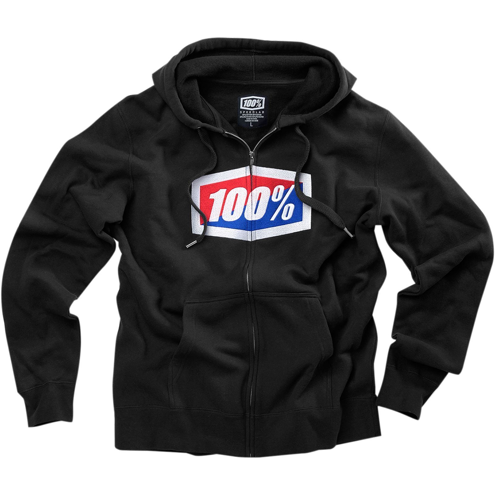 100% Official Zip Hoody Black Medium - Click Image to Close