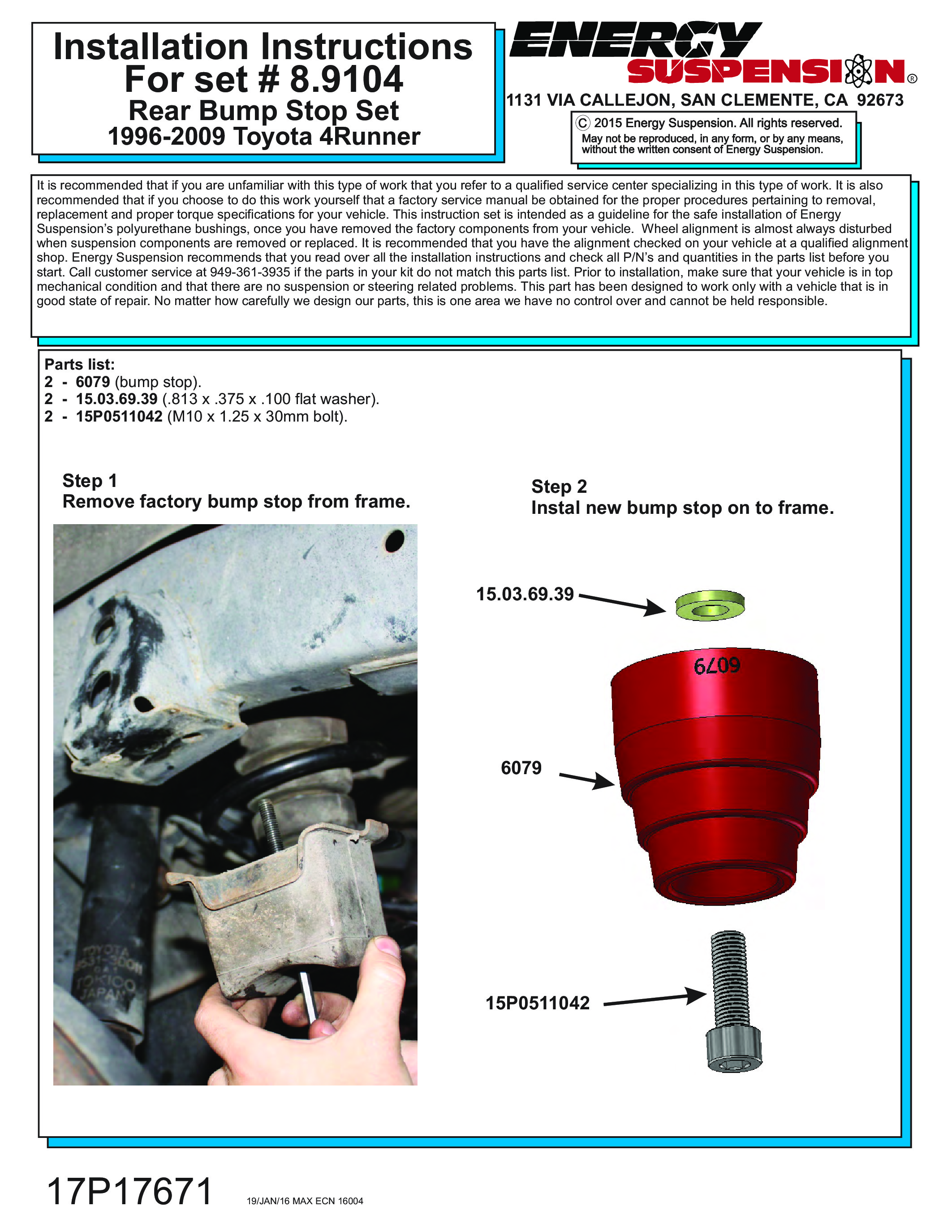 1996-2009 Toyota 4Runner Rear Bump Stops (Red) - Click Image to Close