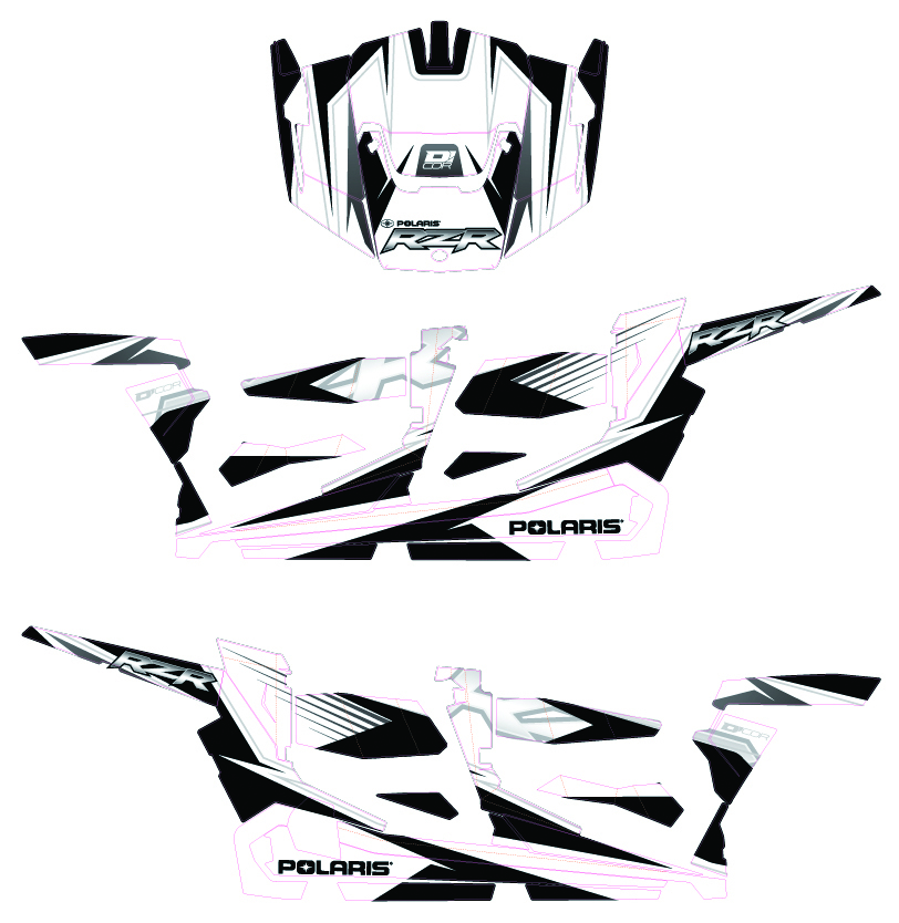 RZR Complete Graphic Kit White/Black/Silver - For 14-17 Polaris RZR XP - Click Image to Close