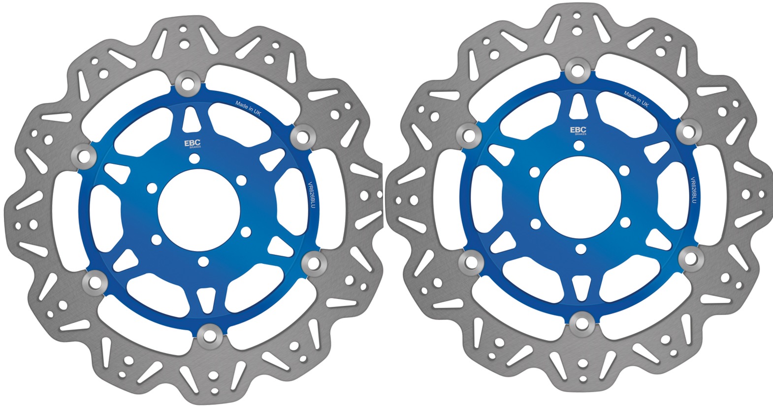 Front VEE Brake Rotors - Blue - VEE Style Brake Rotor - Blue Center Front Set - Click Image to Close