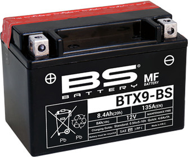 BTX9-BS Maintenance Free Battery - Replaces YTX9-BS - Click Image to Close