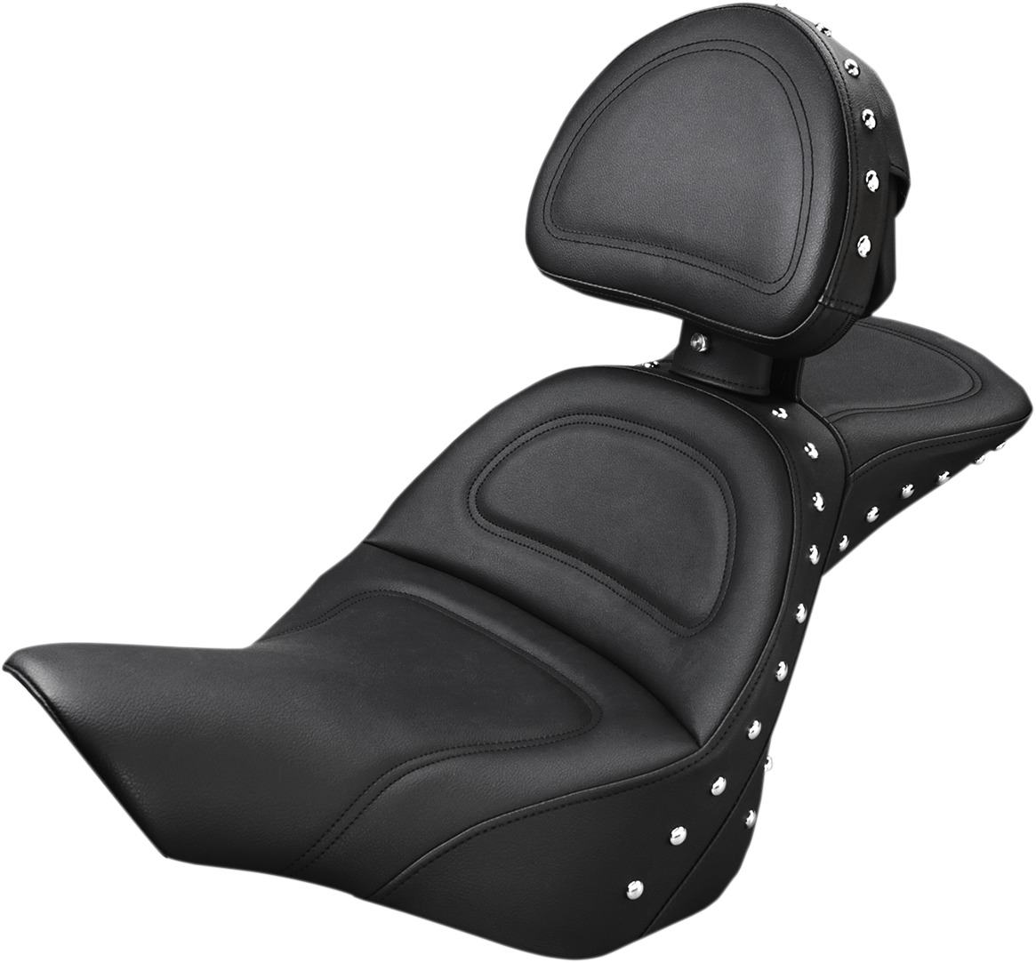 Explorer Stitched Studded 2-Up Seat Black Gel w/Backrest - For 13-17 FXSB - Click Image to Close