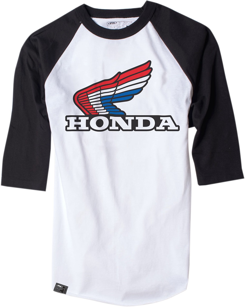 Men's Honda Vintage Baseball Tee - Honda Vint Bb Tee Whtblk Xl - Click Image to Close