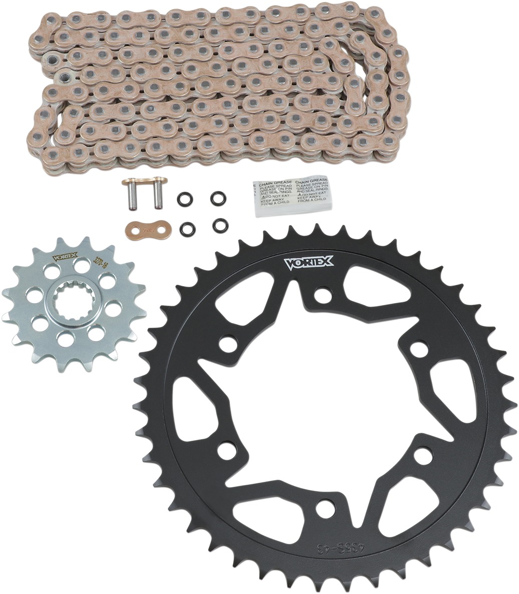 V3 Chain & Sprocket Kit Gold SX Chain 525 17/45 Black Steel - For 17-18 Suzuki GSX-R1000 - Click Image to Close