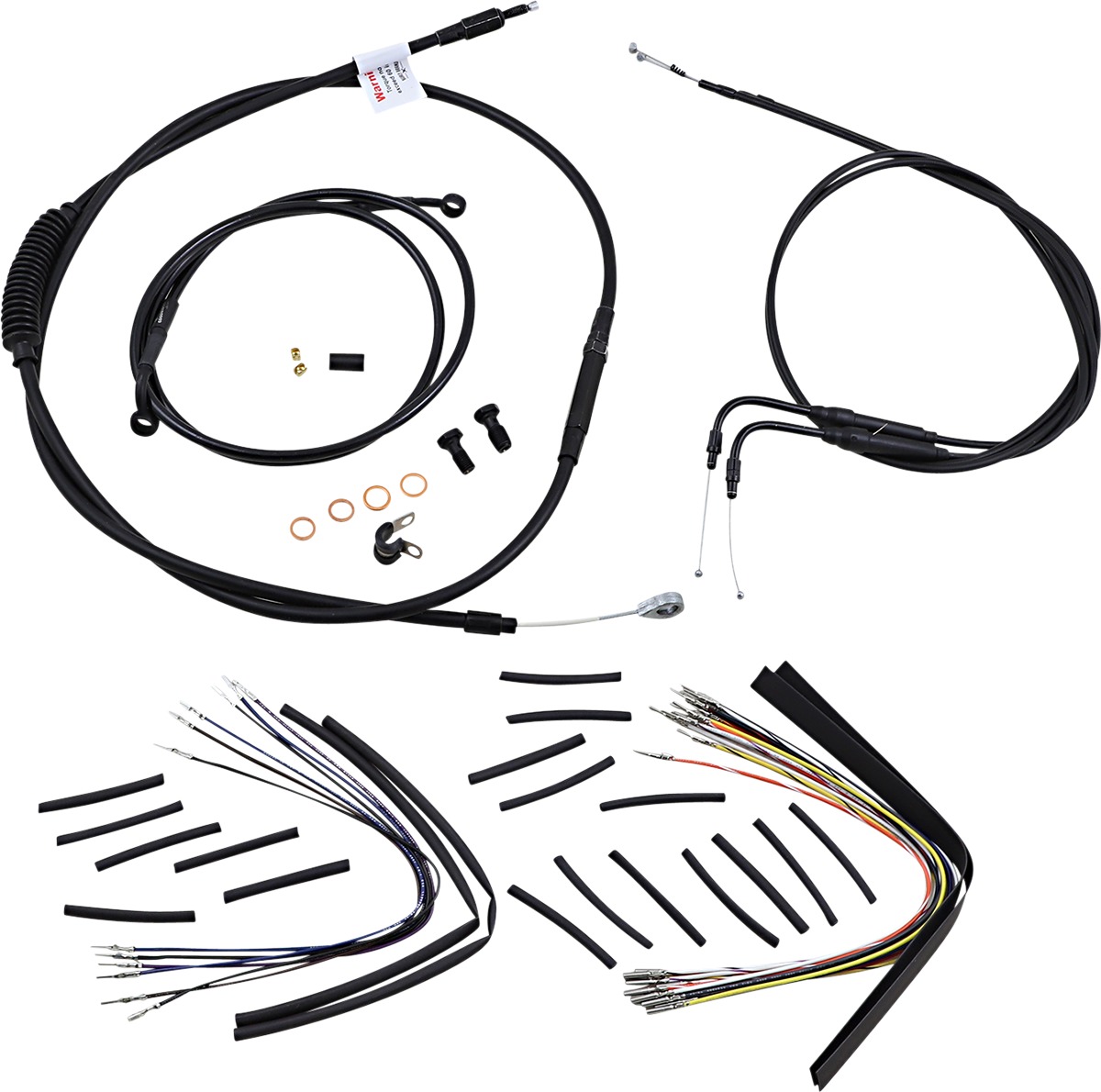 Extended Black Control Cable Kit For Single Brake Softails w/ + 16" tall bars - Click Image to Close