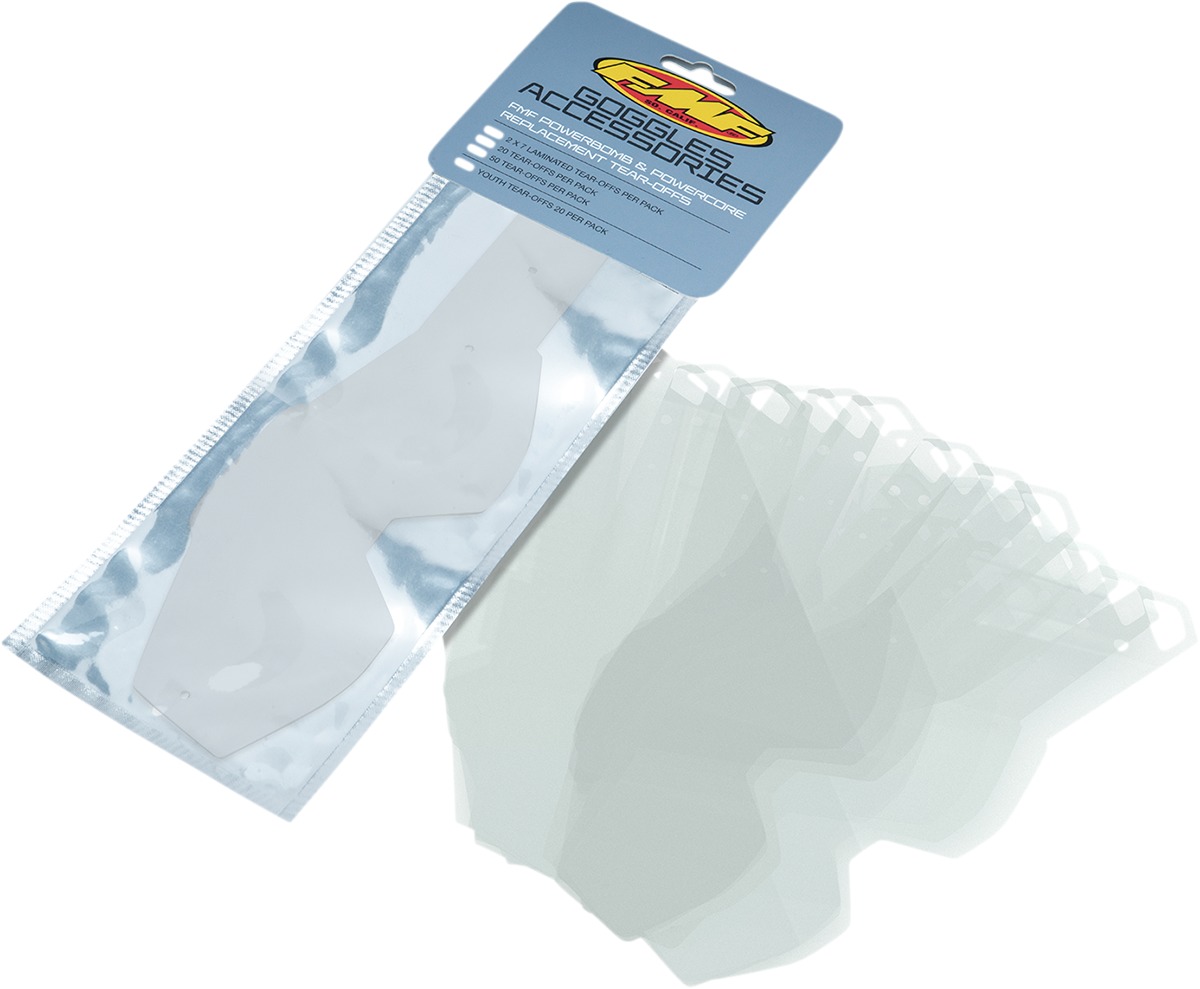 FMF PowerBomb/PowerCore Goggle Tear-Offs 50 Pack - Fits FMF PowerBomb and PowerCore goggles - Click Image to Close