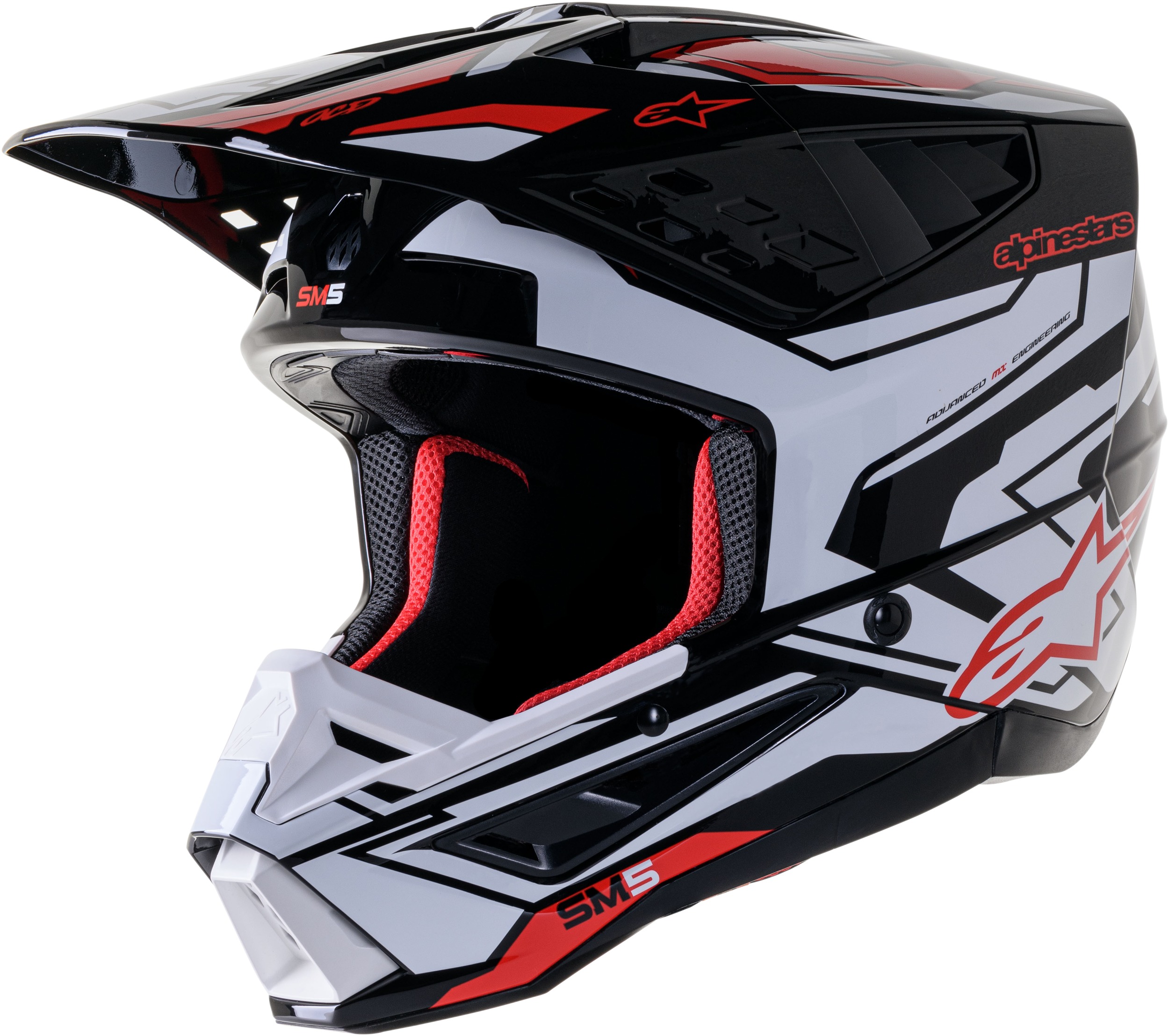 Alpinestars S-M5 Action 2 Helmet - Medium, Black/White/Red - For Medium size, Black/White/Red - Click Image to Close