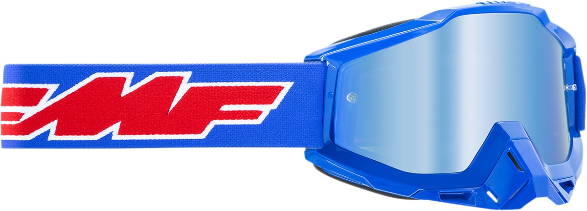 FMF Youth PowerBomb Rocket Goggles Blue Mirror Lens - Mirrored youth goggles with blue lens - Click Image to Close