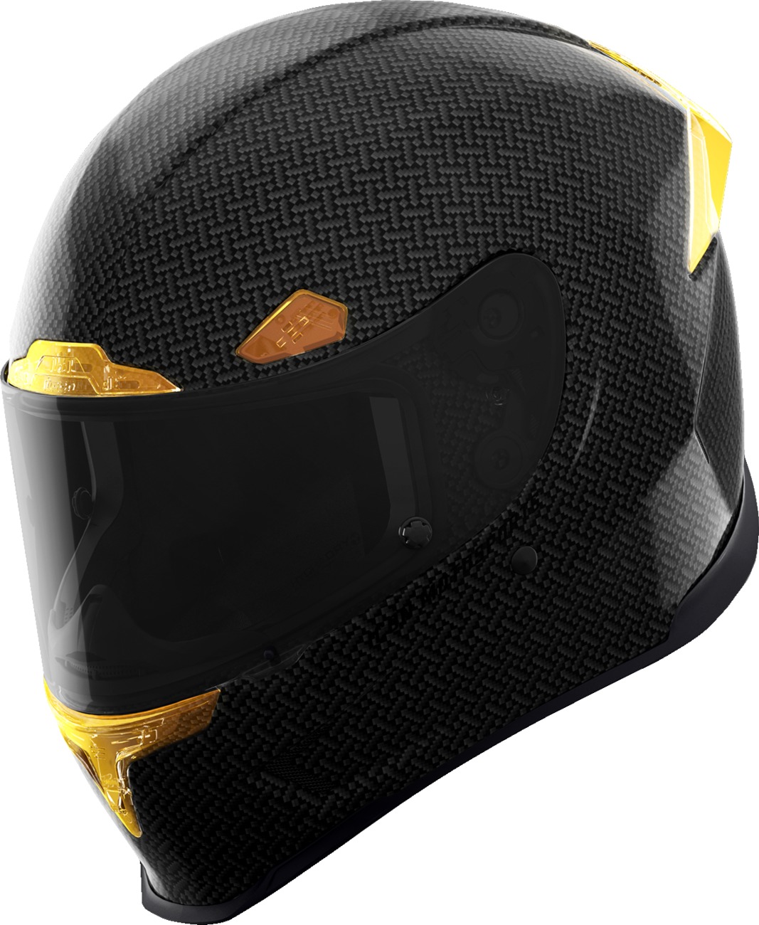 ICON Airframe Pro Carbon 4Tress Helmet - Large Yellow - Full-face carbon fiber helmet with gloss yellow finish - Click Image to Close