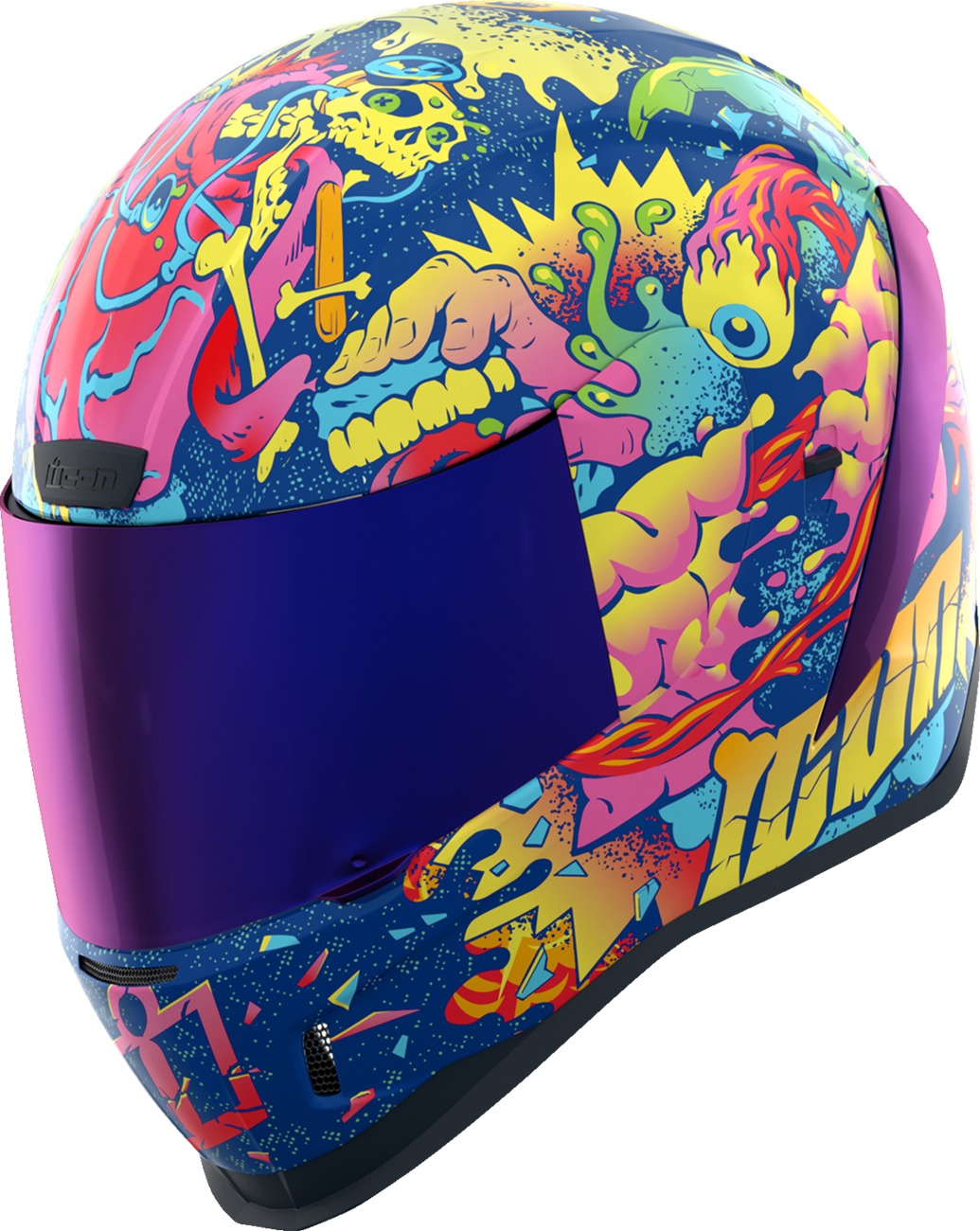 ICON Airform Scatterbrain MIPS Helmet XL Multi/Purple - Full-face helmet with MIPS and unique graphics - Click Image to Close