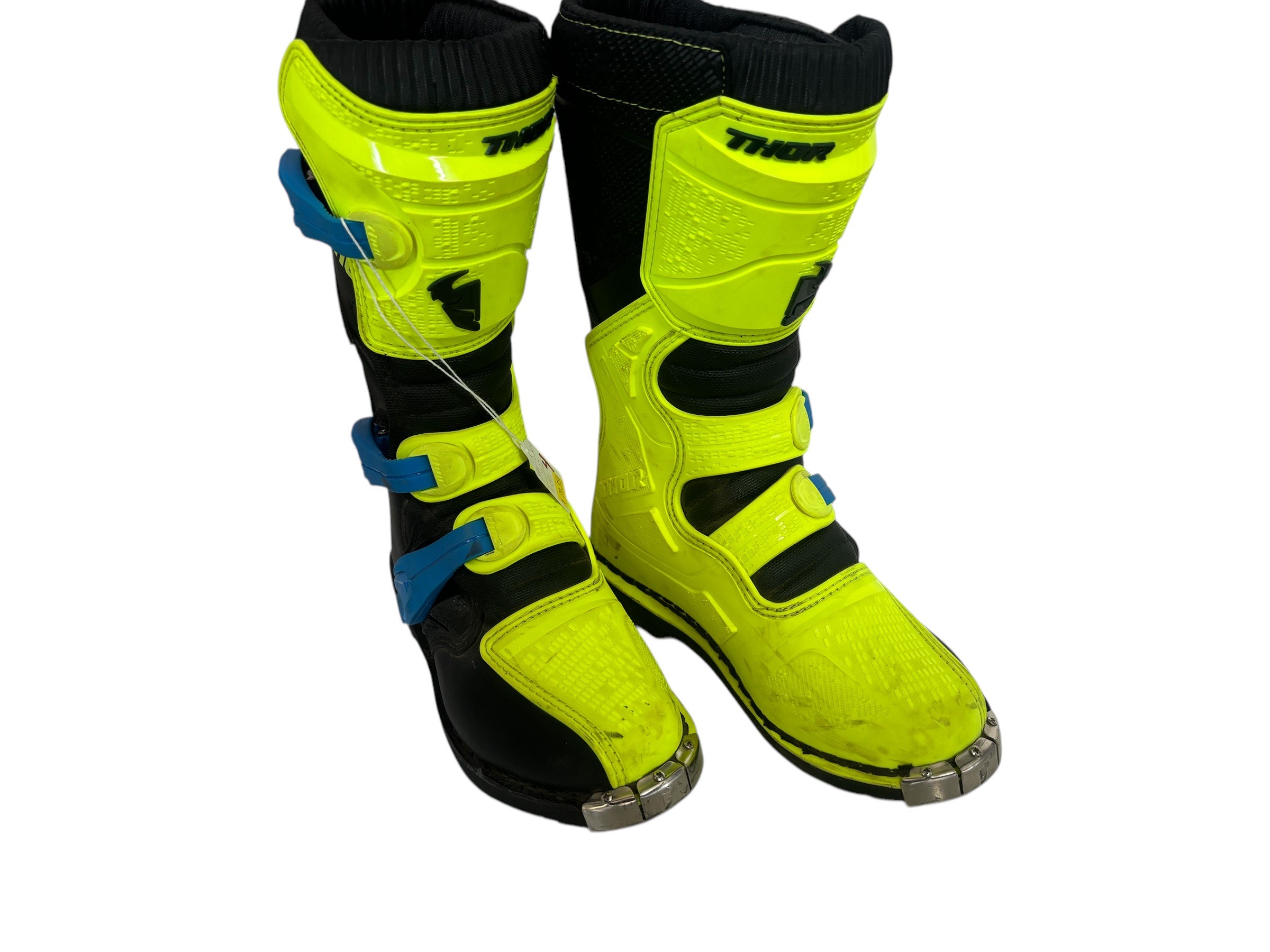 Blitz Xp Dirt Bike Boots - Yellow Mx Sole Us Size Youth 04 - *pre-owned, Used* - Click Image to Close