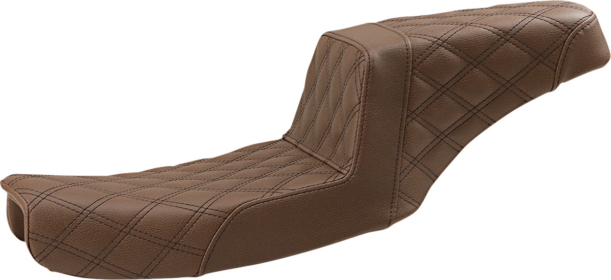 Step-Up Lattice Stitched 2-Up Seat Brown - For 91-95 Harley FXD - Click Image to Close