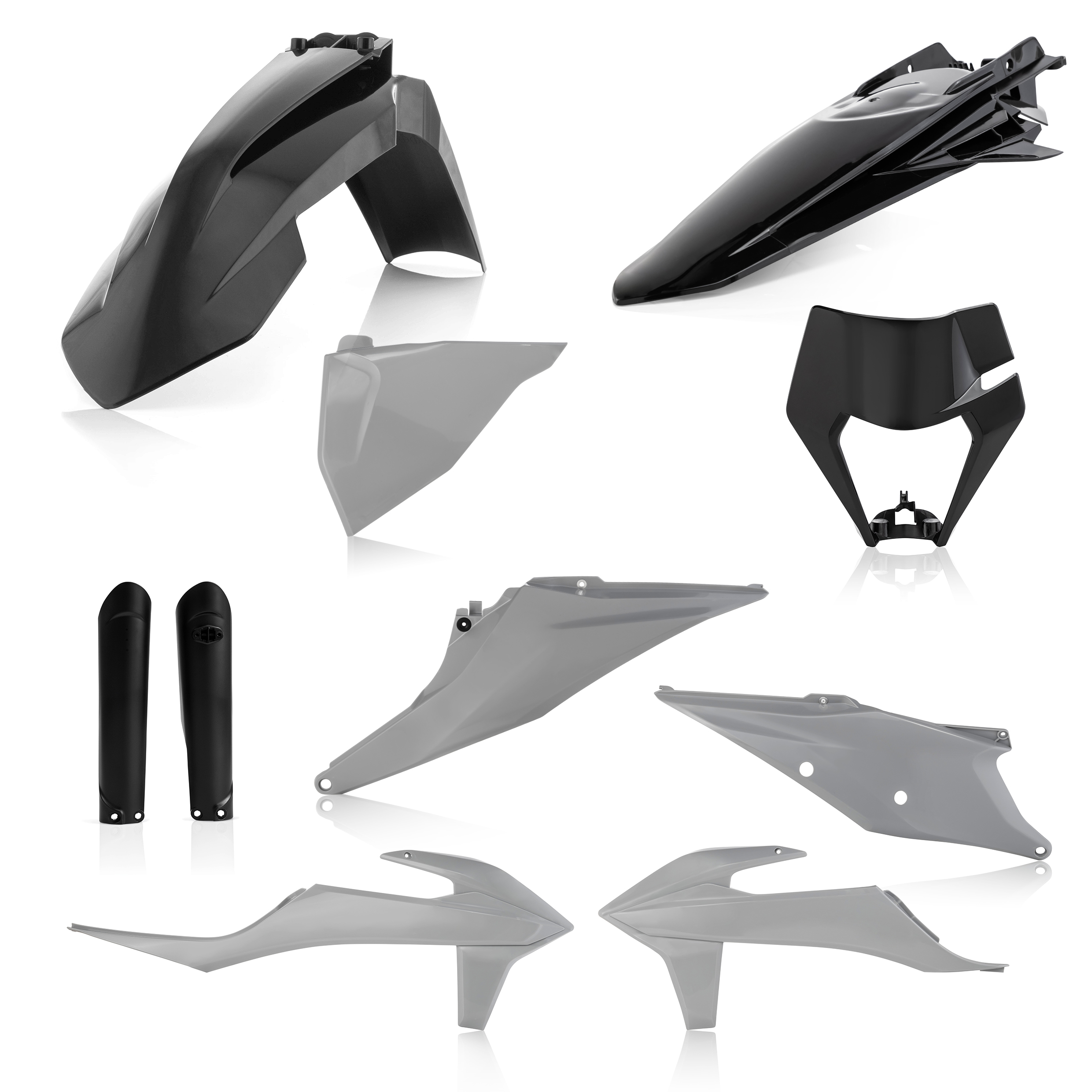 Full Plastic Kit - Gray/Black - Fits Many 20-23 KTM 150-500 - Click Image to Close