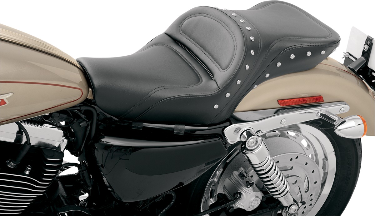 Explorer Special Studded 2-Up Seat Black Gel - For 04-20 Harley XL XR - Click Image to Close