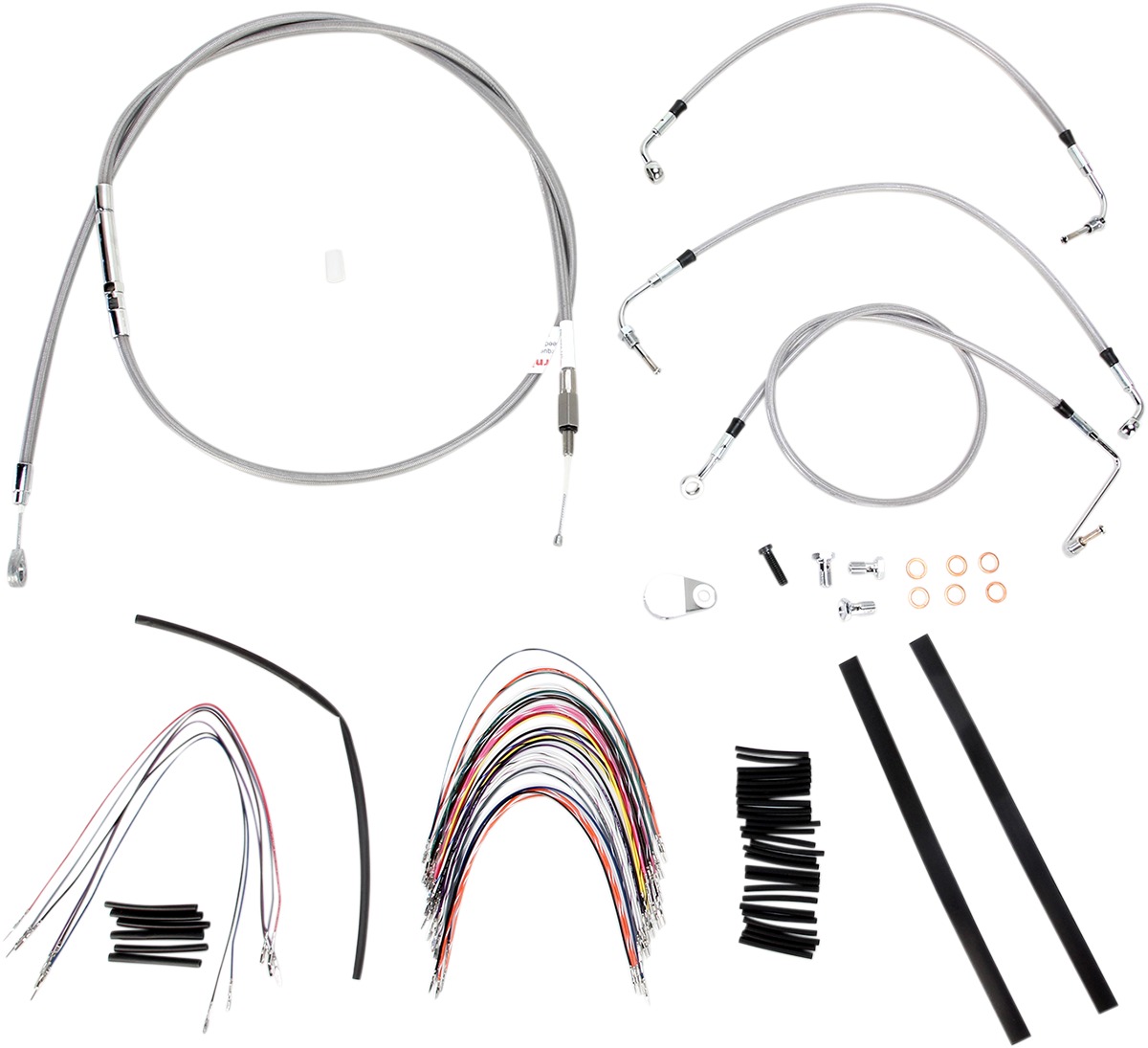 Extended Braided S.S. Control Cable Kit for Baggers - 16" tall bars (non-ABS) - Click Image to Close