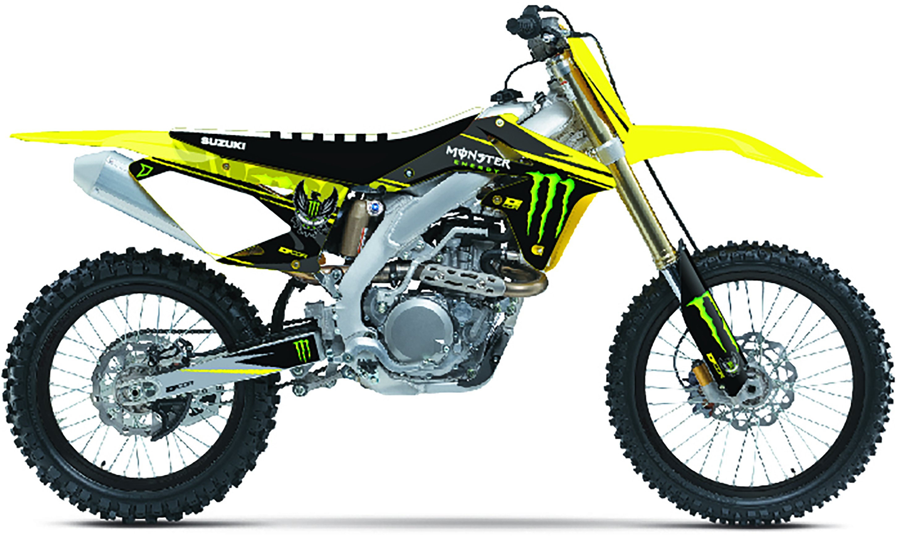 Monster Energy Complete Graphics Kit White - For 18-19 Suzuki RMZ - Click Image to Close