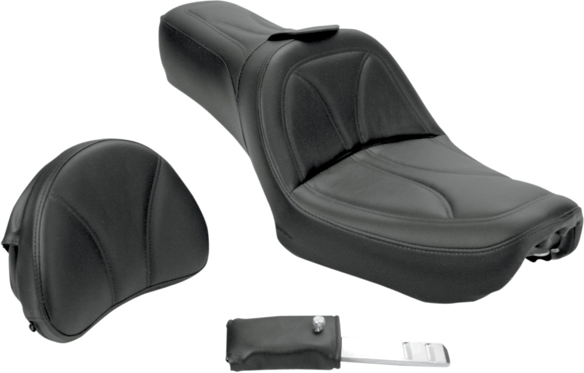 King Plain 2-Up Seat Black Gel w/Backrest - For 06-17 Dyna - Click Image to Close