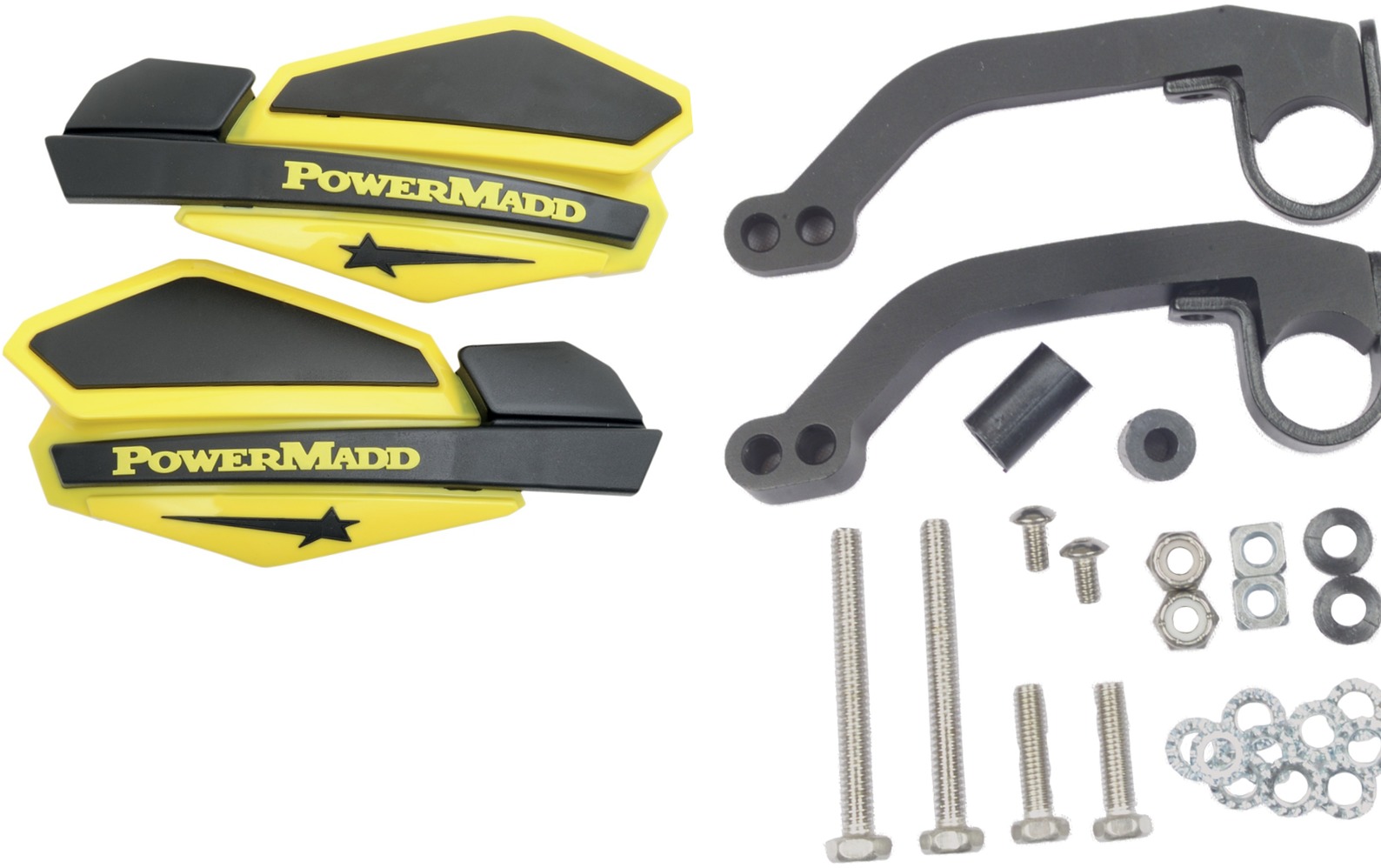 Light Yellow & Black Star Handguard Kit w/ MC/ATV Mounts - Click Image to Close