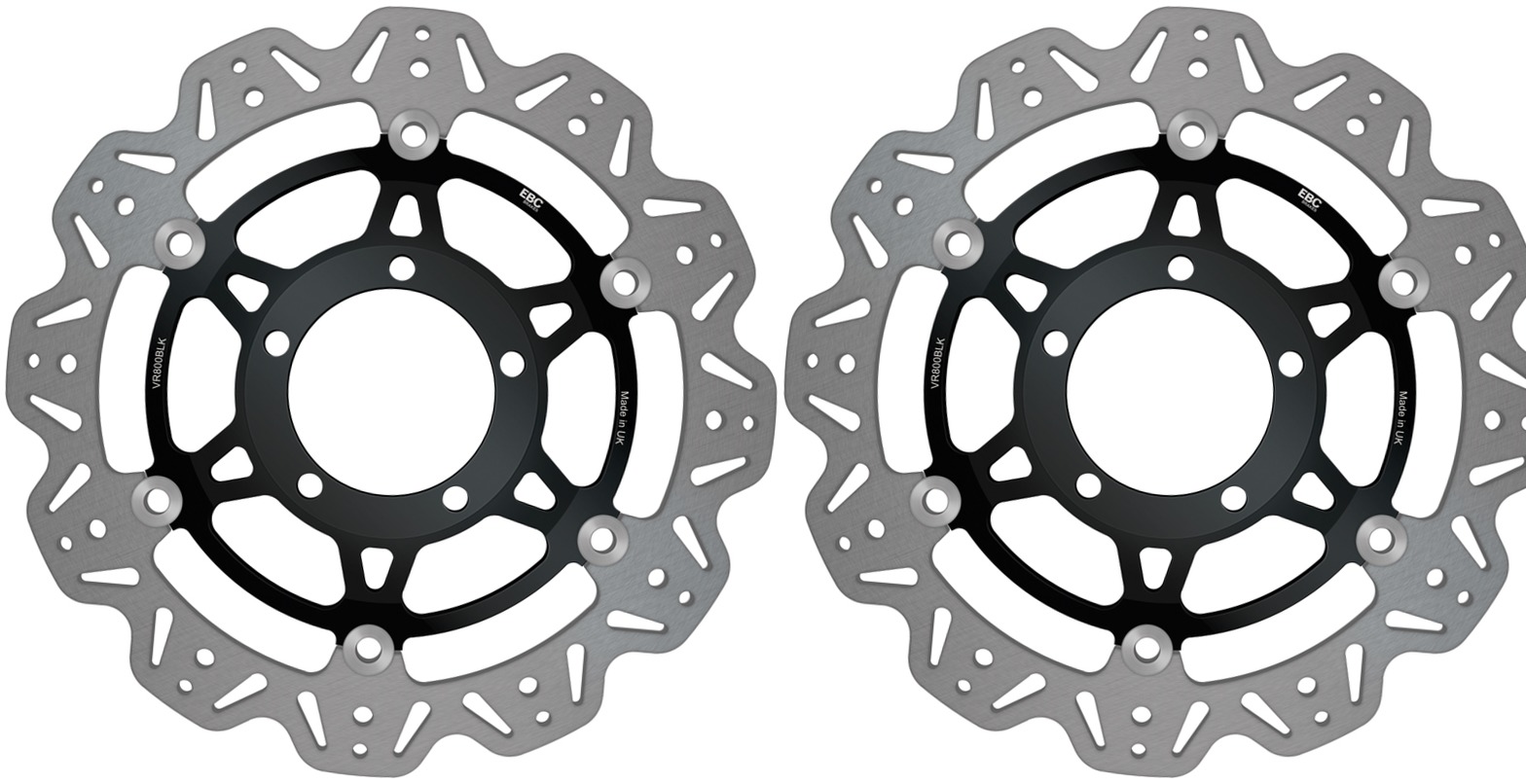 Front VEE Brake Rotors - Black - VEE Style Brake Rotor - Black Center Front Set - Click Image to Close