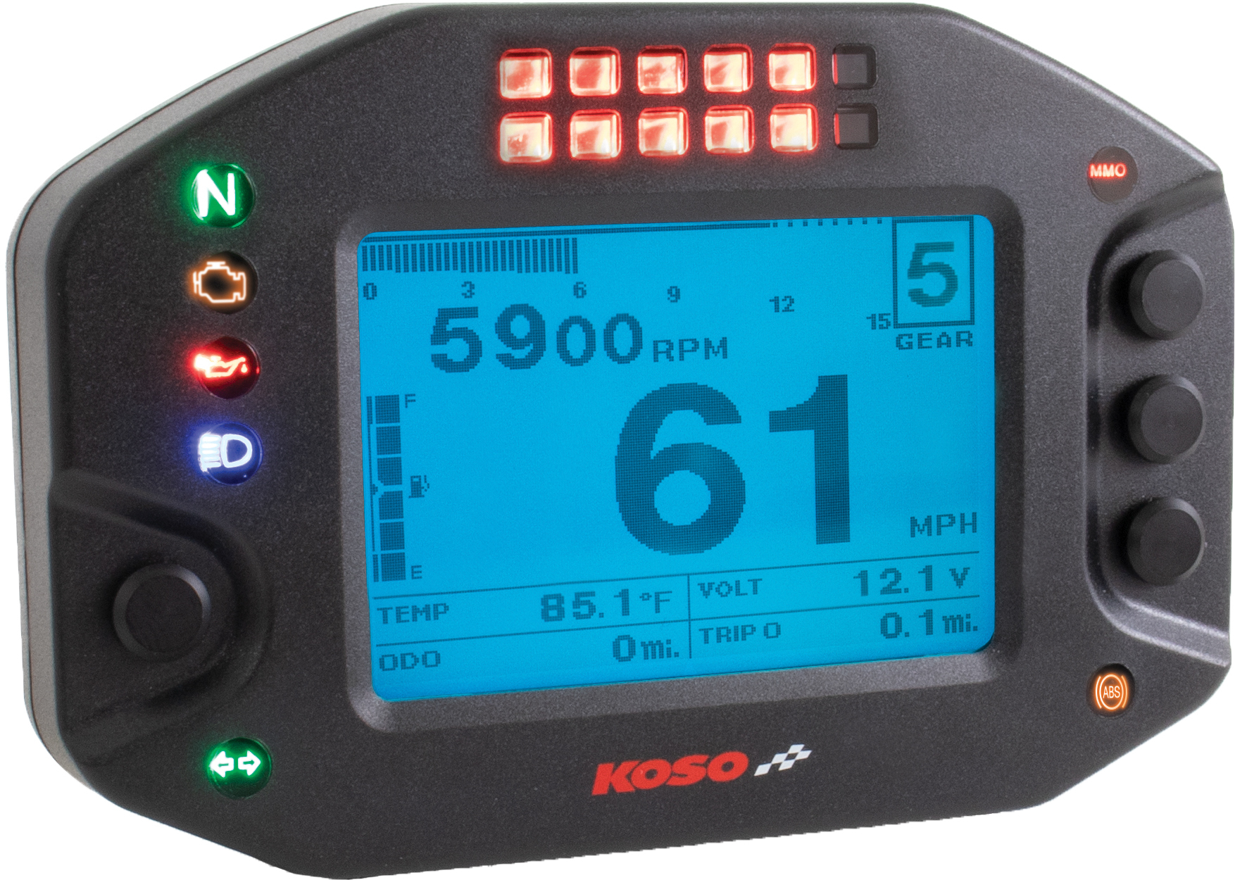 RS-2 Multifunction Meter & Data Recorder - w/ Speedometer, Tachometer, & More - Click Image to Close