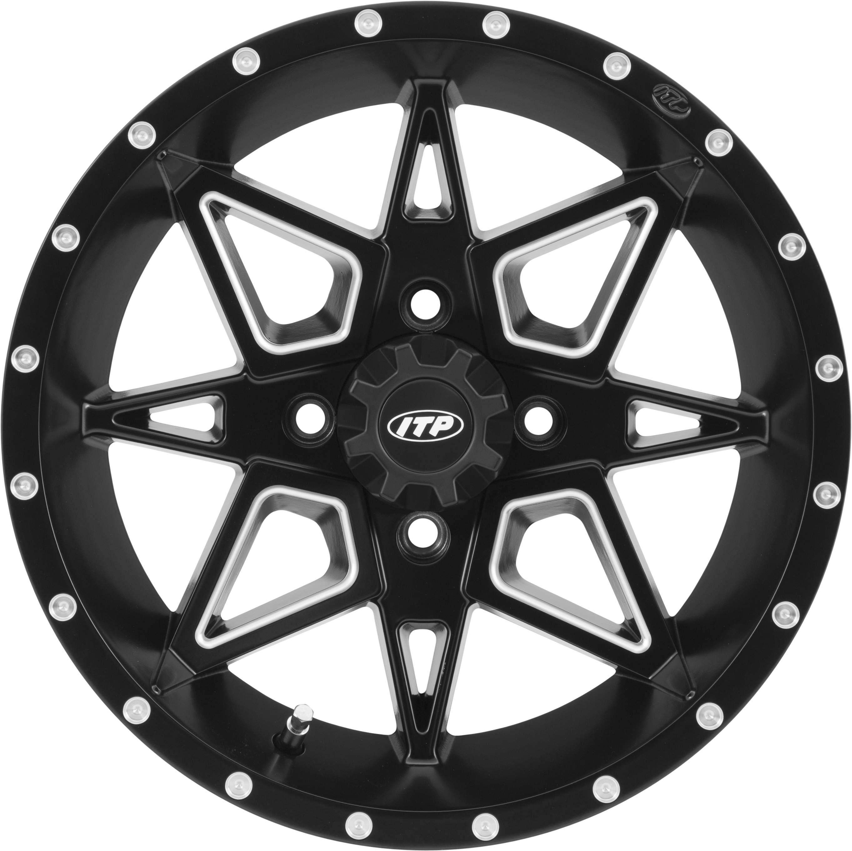 Tornado Beadlock Wheel Black Machined 4/137 14X7 5+2 - Click Image to Close