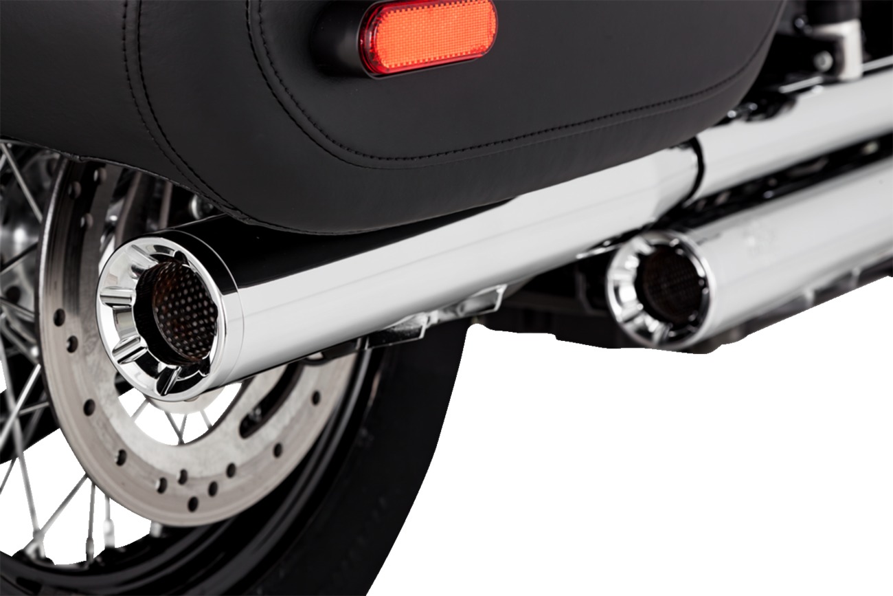 18-23 Harley Davidson Softail Heritage Eliminator 300 Slip-Ons Exhaust - Chrome - Click Image to Close