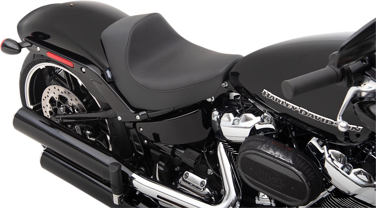 EZ Mount Smooth Vinyl Solo Seat Black Foam Low - For 18-20 Harley FXBR - Click Image to Close