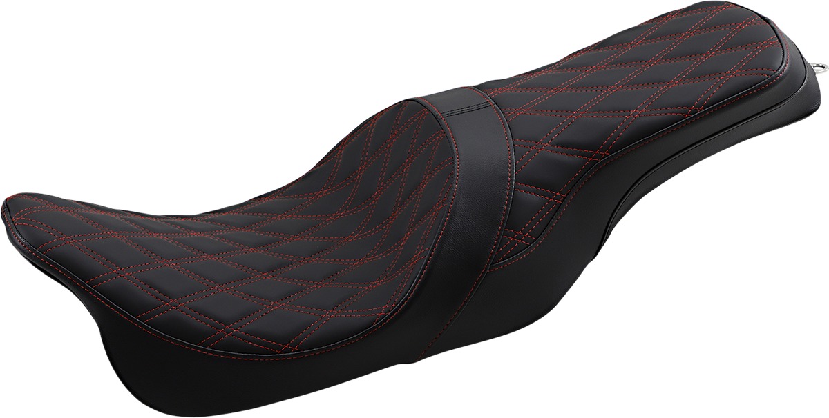 Predator Double Diamond 2-Up Seat Black/Red Forward - Harley FLH FLT - Click Image to Close