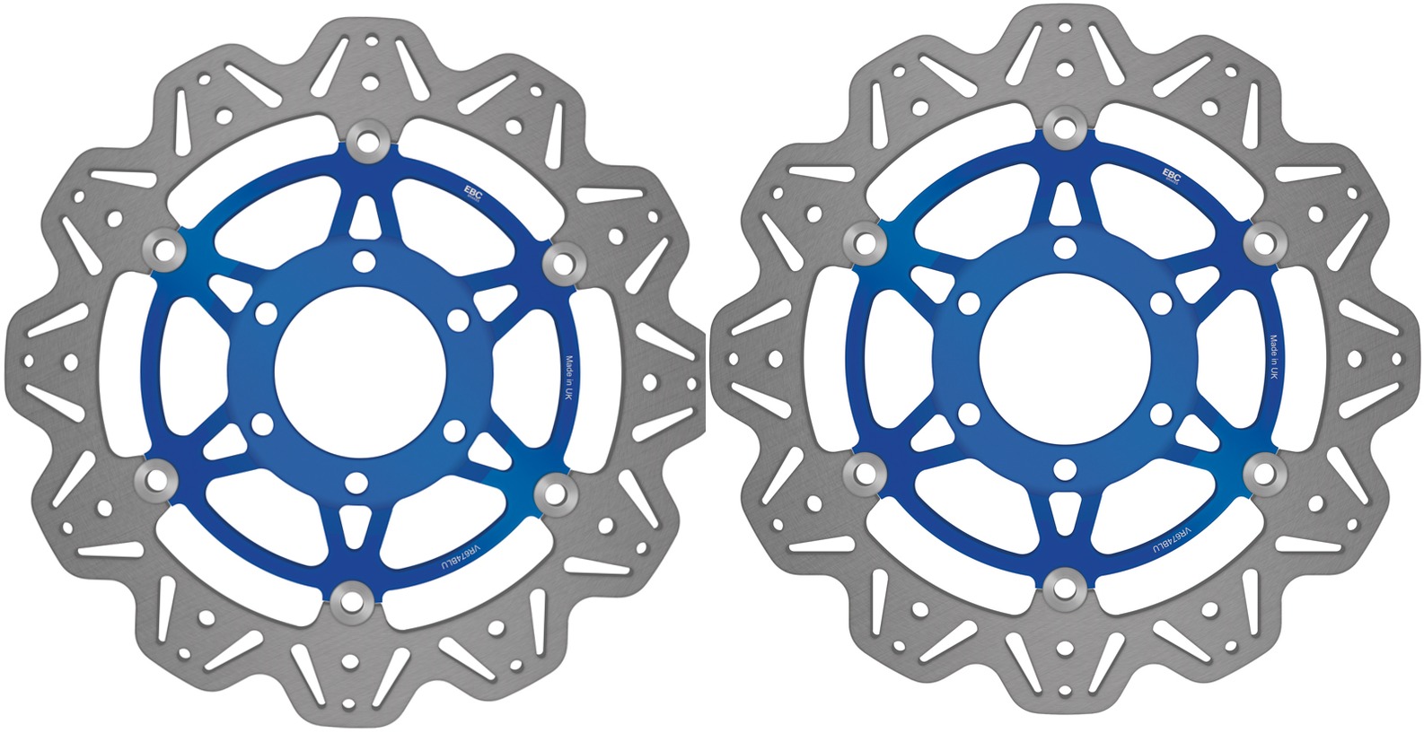 Front VEE Brake Rotors - Blue - VEE Style Brake Rotor - Blue Center Front Set - Click Image to Close