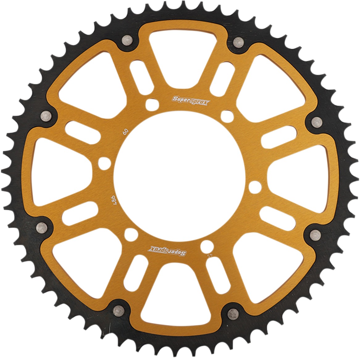 486 60T 2-Piece Rear Sprocket Gold - For Ninja GSXR FZ R1 R6 - Click Image to Close