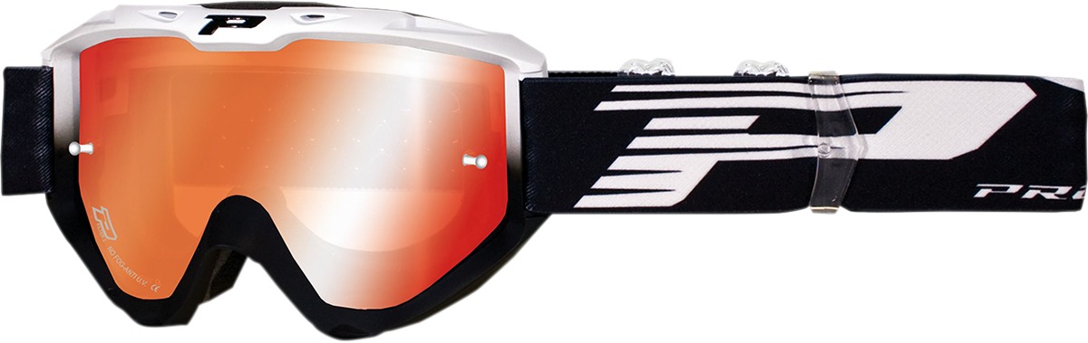 3450 White / Black Riot OTG Goggles - Dual Mirrored Lens - Click Image to Close