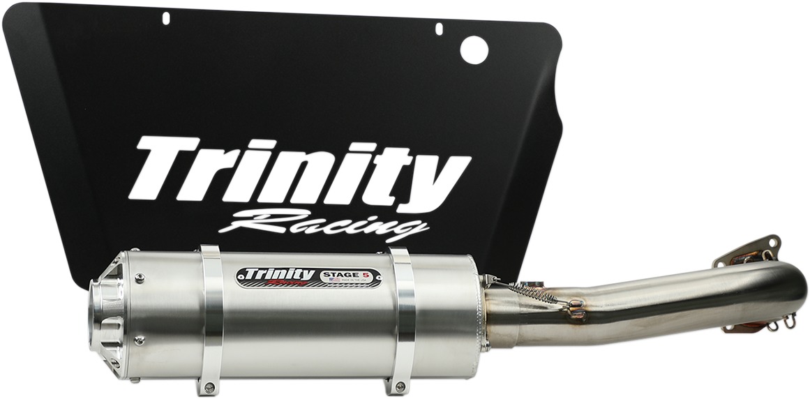 Stinger Brushed Aluminum Slip On Exhaust & Backplate - For 16-20 RZR XP Turbo - Click Image to Close