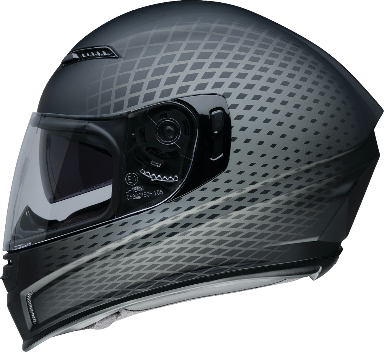 Z1R Jackal Waveform Helmet Gray Medium - Full face helmet with drop-down sun visor - Click Image to Close