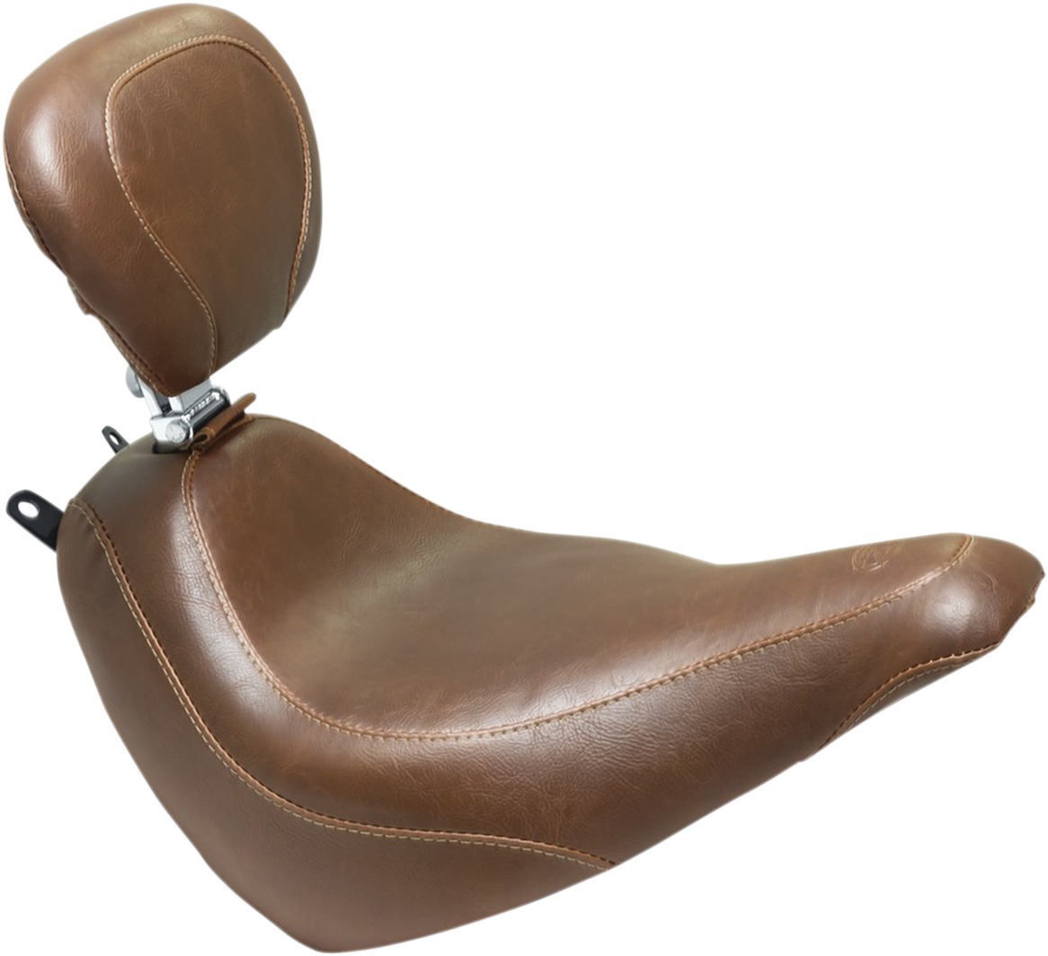 Tripper Smooth Wide Brown Solo Seat w/Backrest - For 18-19 HD FLDE FLHC - Click Image to Close