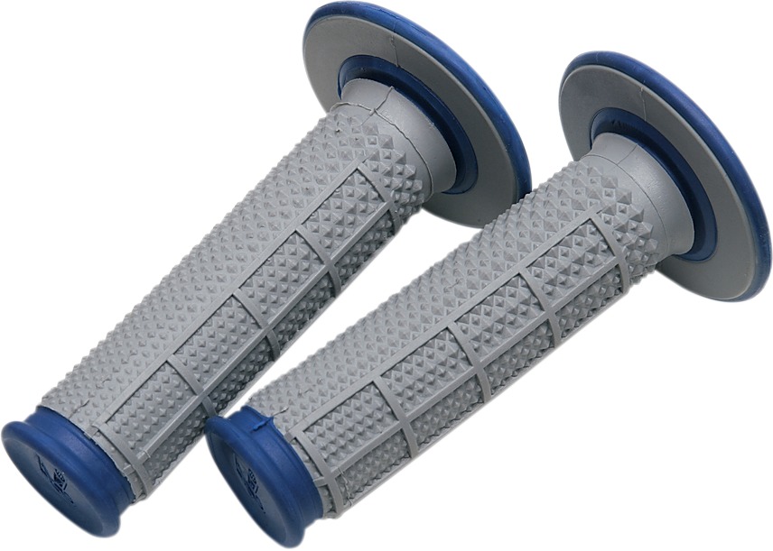 MX Dual Compound Grips Tapered 1/2 Waffle - Grey/ Blue - Click Image to Close