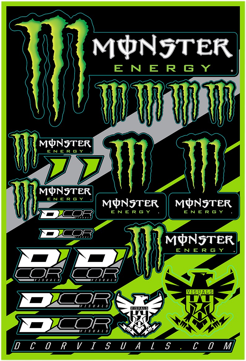 Monster Energy Universal Decal Sheet - 12 mil Ultracurve Vinyl - Click Image to Close