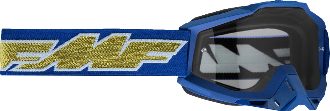 FMF PowerBomb Rocket Goggles Clear Lens Navy/Gold - Clear lens goggles in deep navy/gold - Click Image to Close