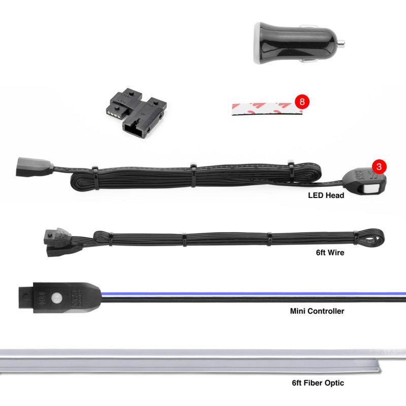 Fiber Optic Roll 3pc Head App Controlled Fiber Optic LED Accent Light Kit 6ft - Click Image to Close